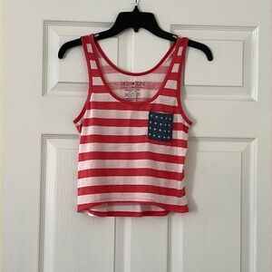 Red and white striped crop tank